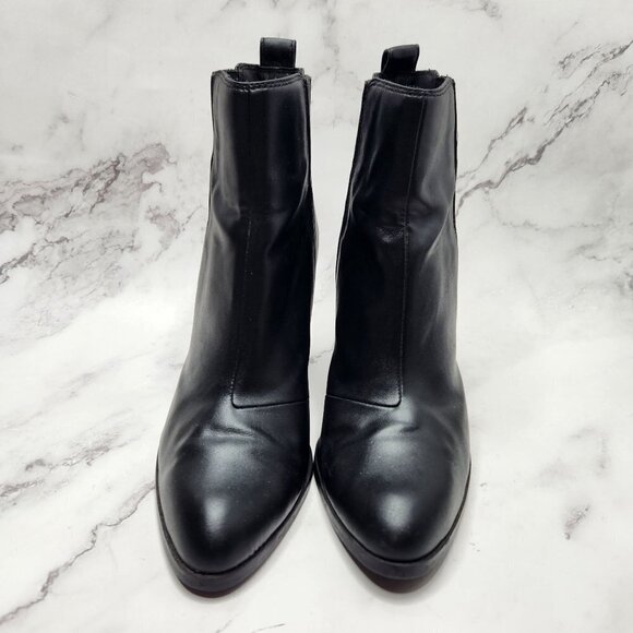 H&M Leather Pointed Toe Black Ankle Boots Booties Women's Size 37 (US 6) - Picture 2 of 11